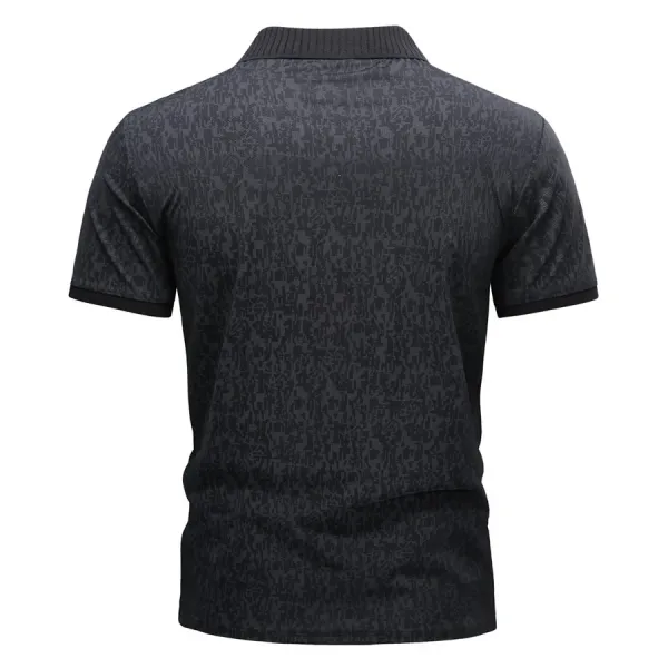Design Patterned Black Polo Shirt - 10