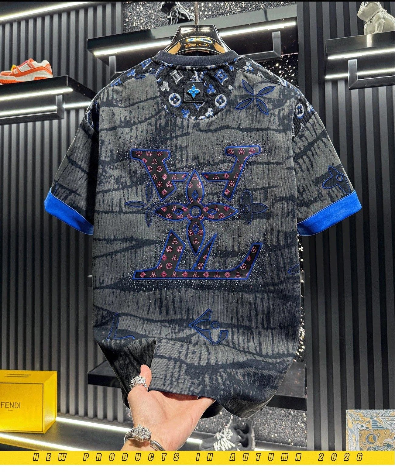 Louis Vuitton Monogram Graffiti Print T-Shirt Black Blue Multicolor - 5