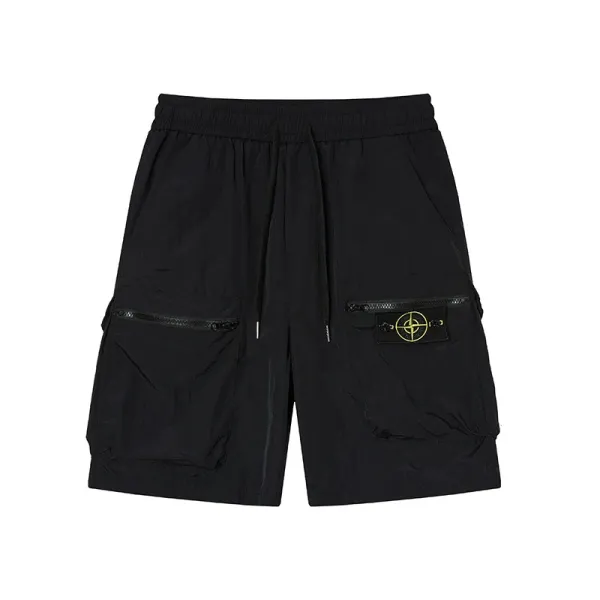 Stone Island Compass Logo Cargo Shorts Black - 1