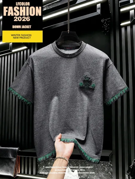 Chrome Hearts Embroidered Logo Gray T-Shirt with Green Trim - 2