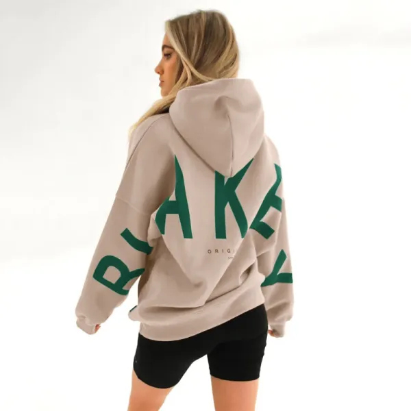Design Oversized Graphic Hoodie in Light Gray with Black Lettering - 33