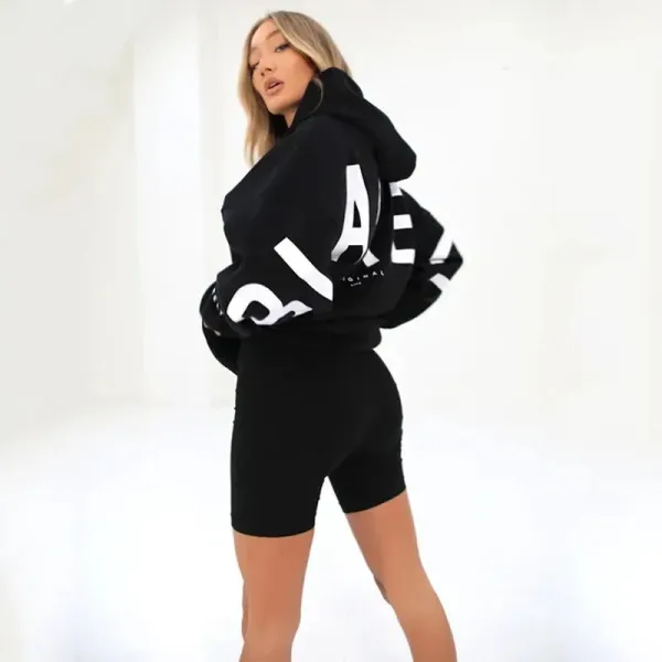 Design Oversized Graphic Hoodie in Light Gray with Black Lettering - 7