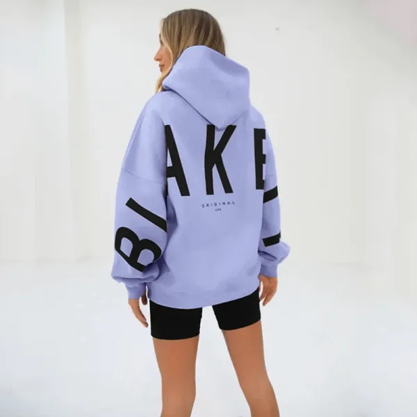 Design Oversized Graphic Hoodie in Light Gray with Black Lettering - 17