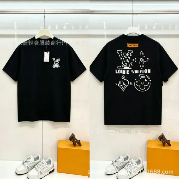 Louis Vuitton Pixelated Logo Graphic T-Shirt Black - 1
