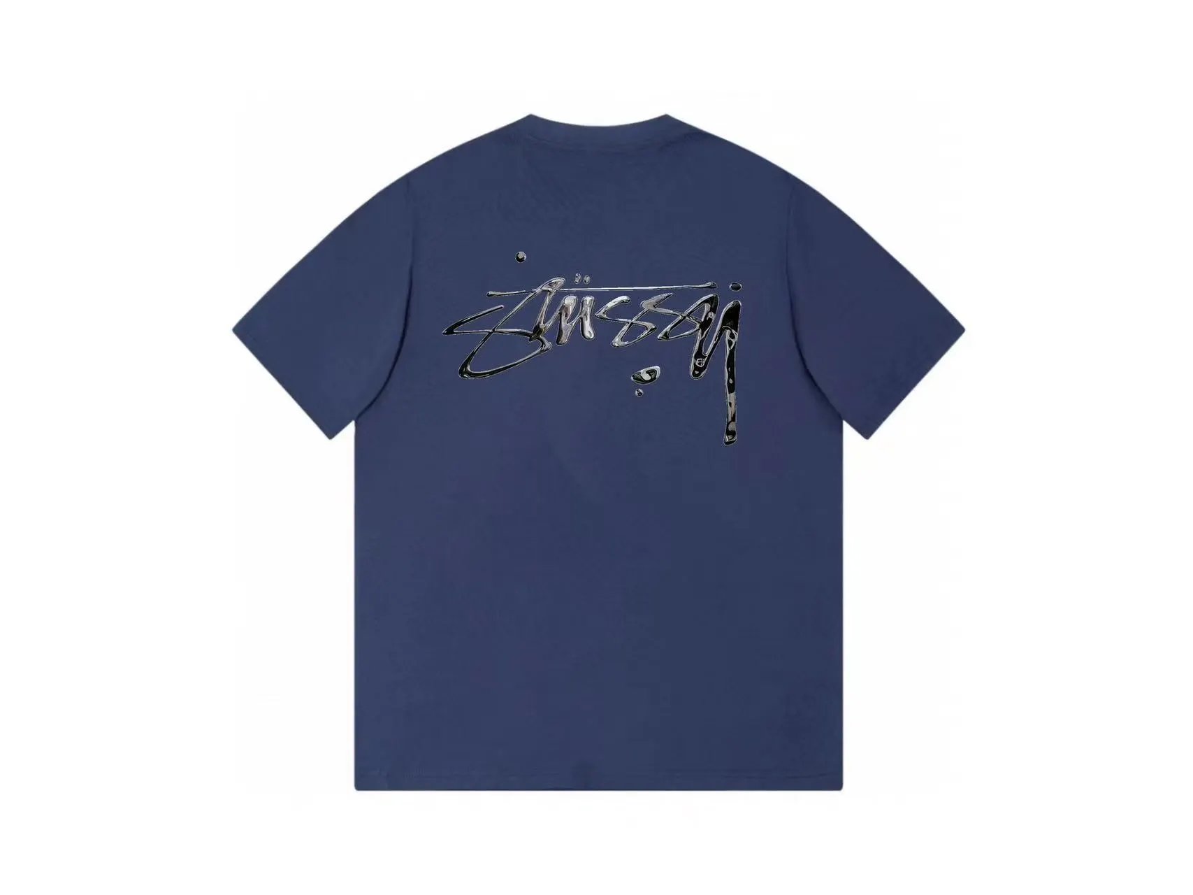 Stussy Dripping Logo Navy T-Shirt