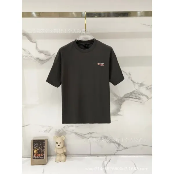 Design Minimalist Embroidered Logo T-Shirt Charcoal Gray T-Shirt - 1