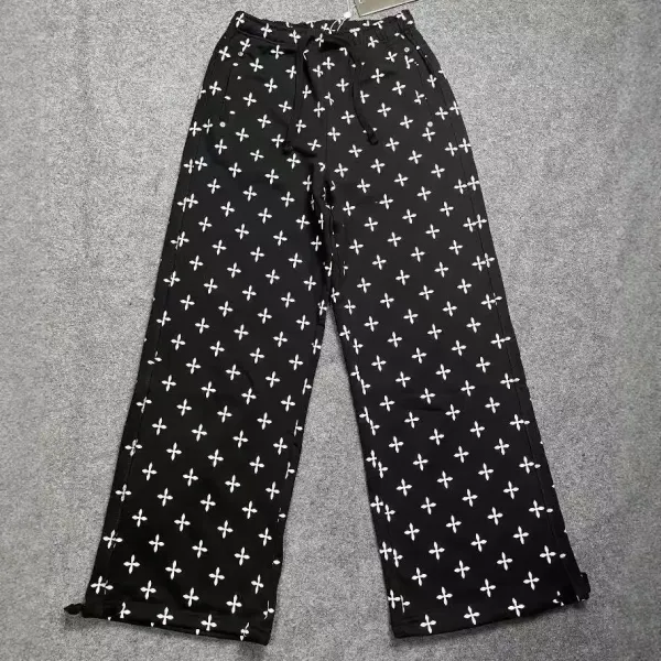 Design Cross Motif Wide-Leg Sweatpants Black - 5