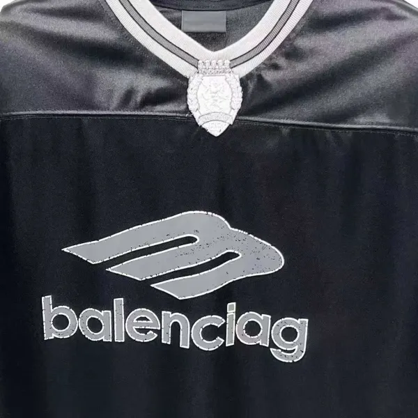 Balenciaga Football Jersey Black Velvet T-Shirt - 12