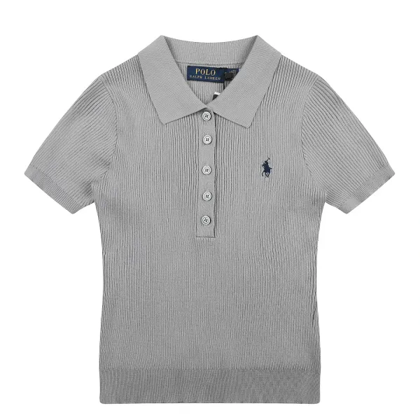 Polo Ralph Lauren Ribbed Knit Polo Gray Polo Shirt - 1