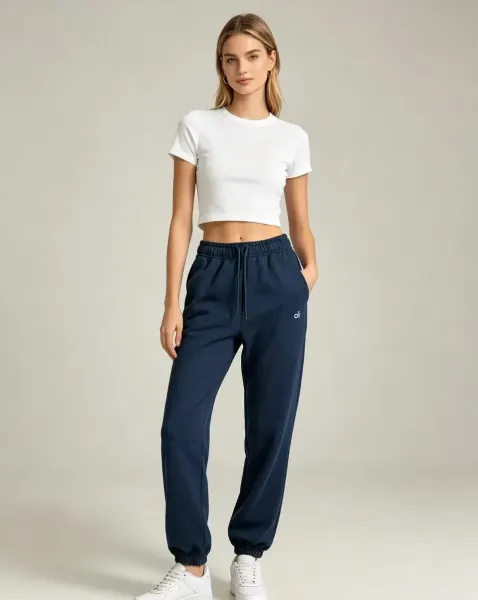 Alo High-Waist Joggers Navy Blue Sweatpants - 1