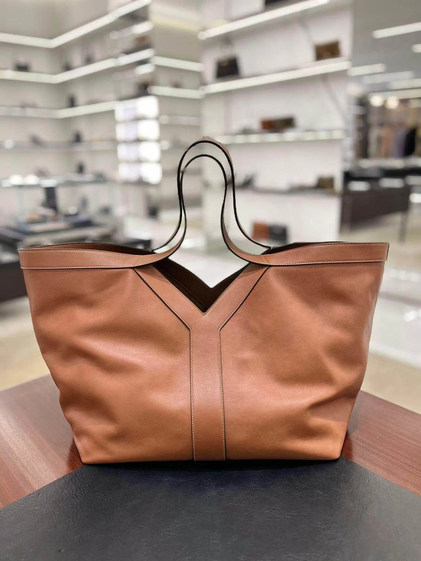 Saint Laurent Y Tote Bag Cognac Leather Tote Bag