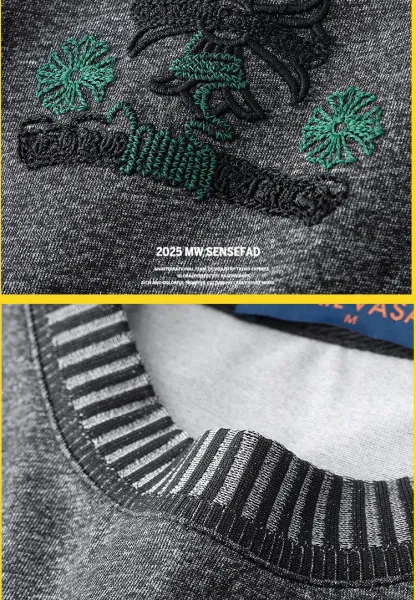 Chrome Hearts Embroidered Logo Gray T-Shirt with Green Trim - 12
