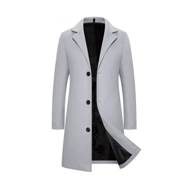 Design Single-Breasted Wool Blend Coat Gray Outerwear.coat - 1