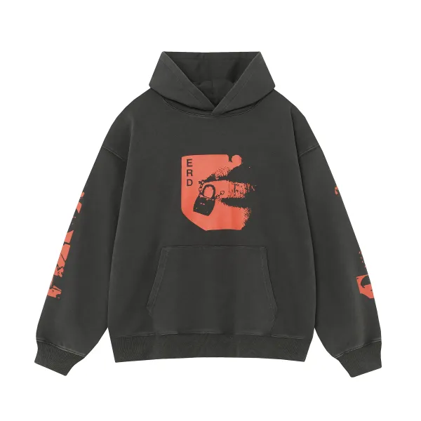 Design Oversized Hoodie Charcoal Gray Hoodie - 3