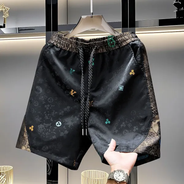 Louis Vuitton Monogram Print Silk Shorts Black - 2