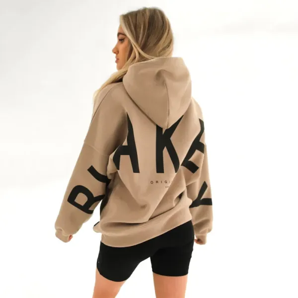 Design Oversized Graphic Hoodie in Light Gray with Black Lettering - 6