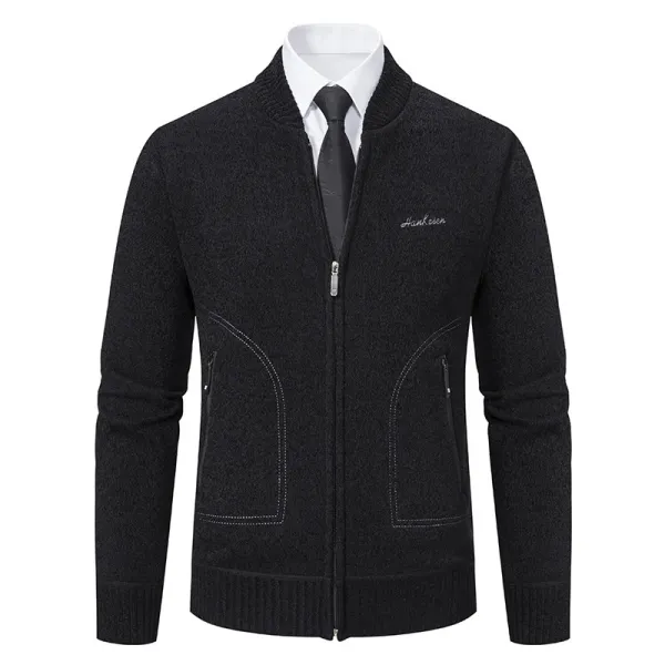 Design Hankesen Zip-Up Knit Cardigan Black Outerwear.cardigan - 1