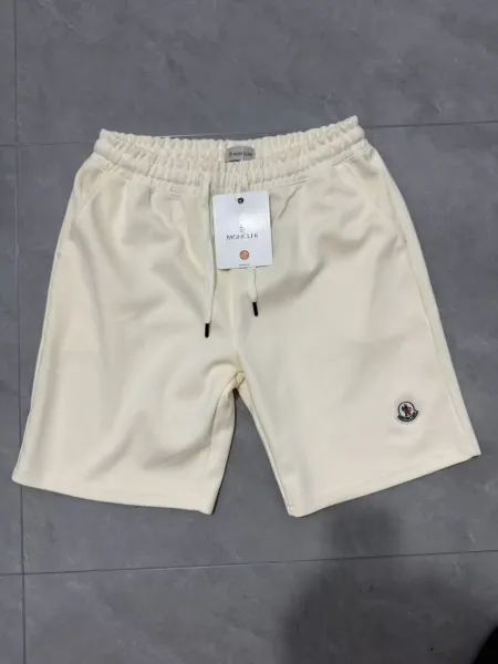 Moncler Logo-Embroidered Cotton Sweatshorts Beige Shorts - 9