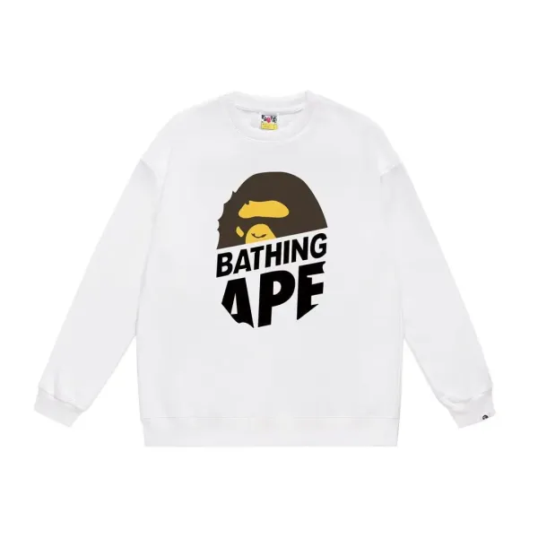 A Bathing Ape Classic Ape Head Logo White Sweatshirt Hoodie - 1
