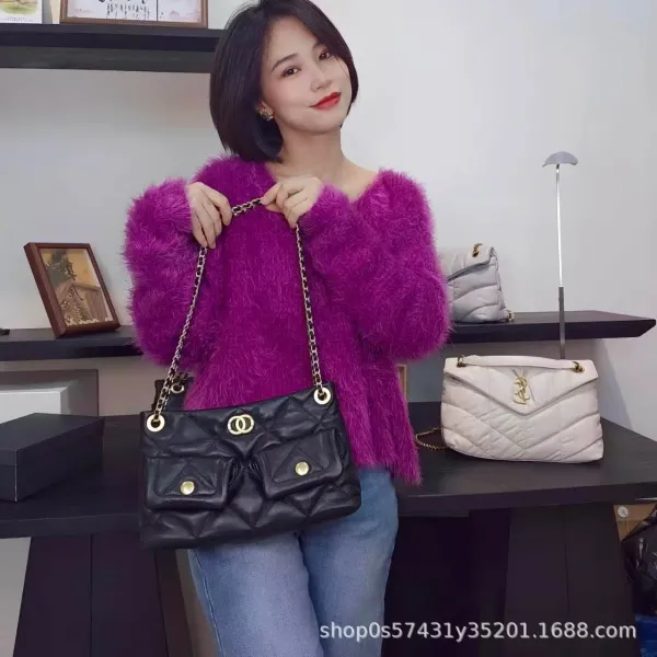 Chanel 22 Bag Black Quilted Leather Chain Shoulder Bag - 11