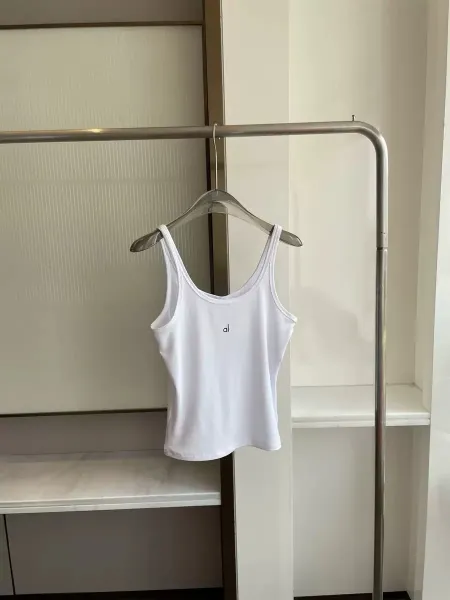 Alo Classic Ribbed Tank Top Pink Vest Top - 8