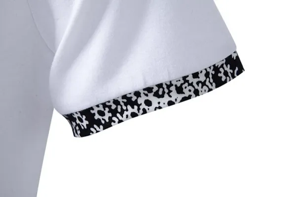 Design Classic Polo Black with White Patterned Collar and Cuffs Tops.polo - 7