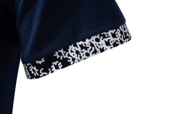 Design Classic Polo Black with White Patterned Collar and Cuffs Tops.polo - 17