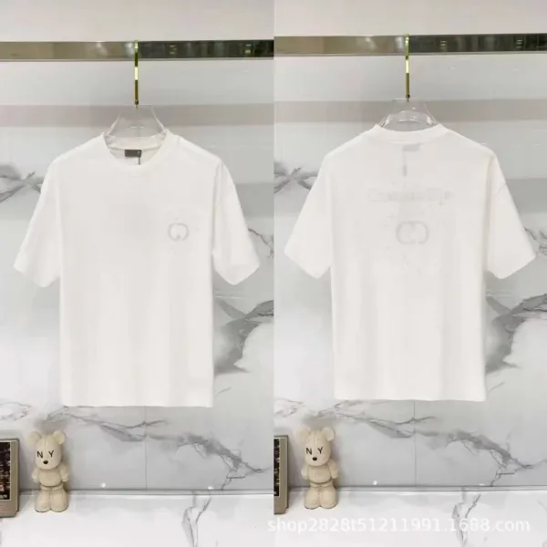 Dior CD Logo Embroidered White T-Shirt - 1