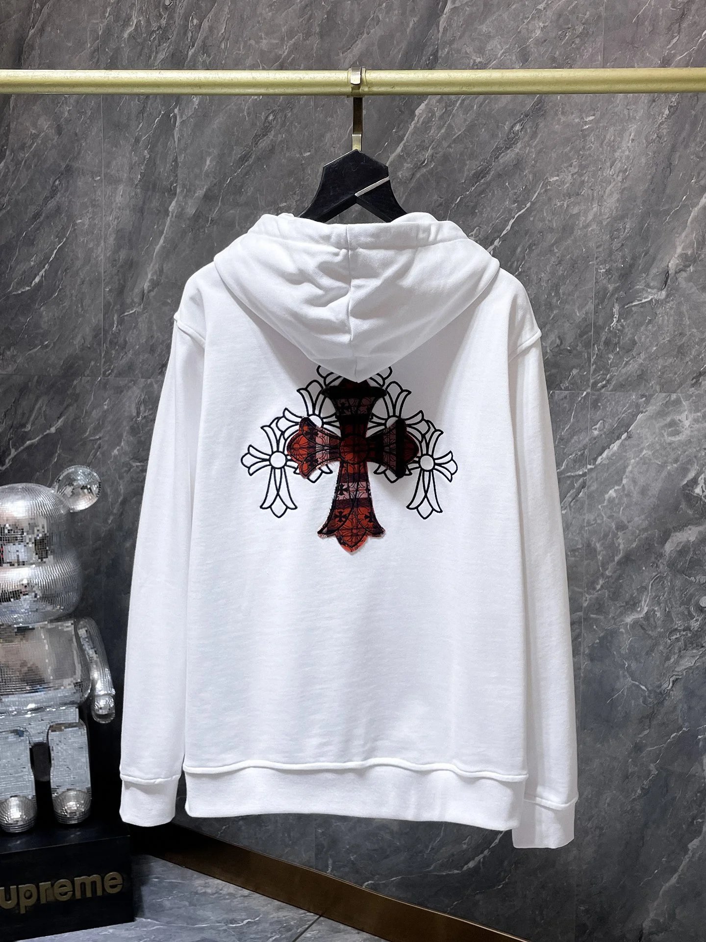 Chrome Hearts Cross Motif Zip-Up Hoodie Black - 30