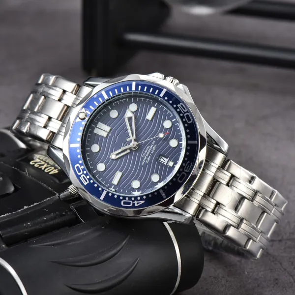 Omega Seamaster Diver 300M Blue Wave Dial Stainless Steel Watch Watches - 1