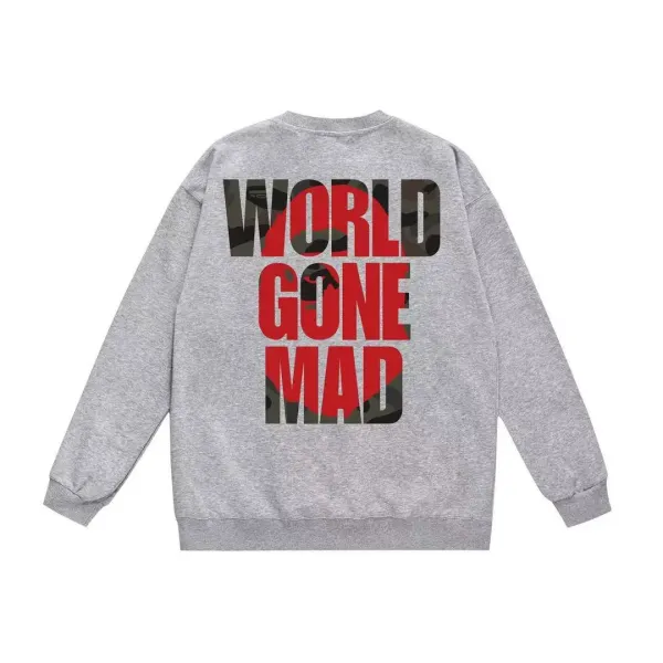 Design World Gone Mad Graphic Hoodie Gray - 1