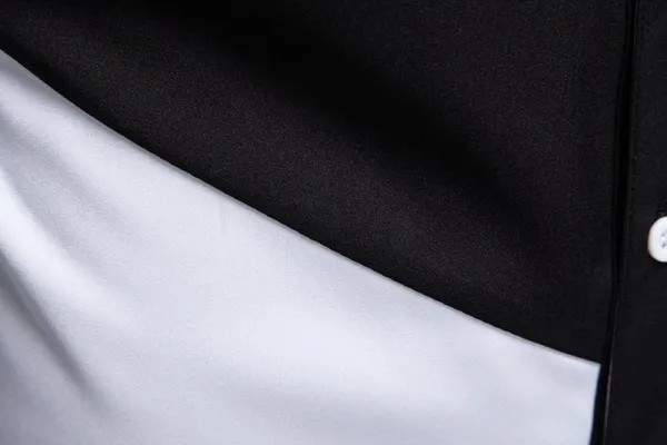 Design Asymmetrical Color-Block Shirt Black White Men's Shirt Tops Shirt - 21