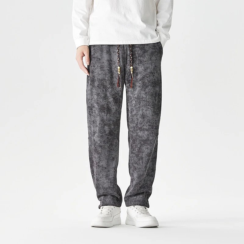 Corduroy Acid Wash Pants Gray