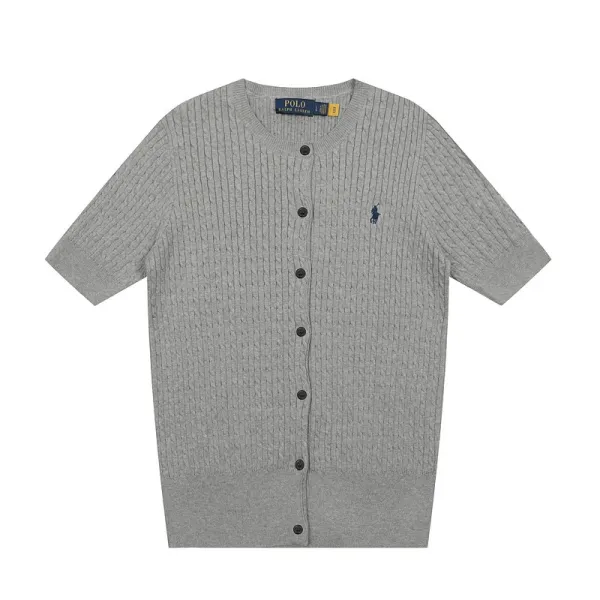 Polo Ralph Lauren Cable Knit Short Sleeve Cardigan Light Blue - 40