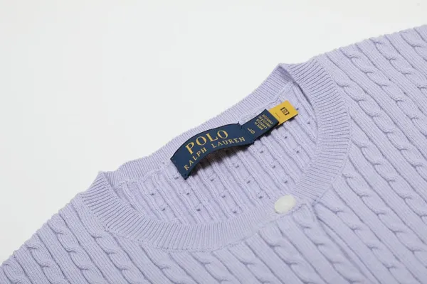 Polo Ralph Lauren Cable Knit Short Sleeve Cardigan Light Blue - 9