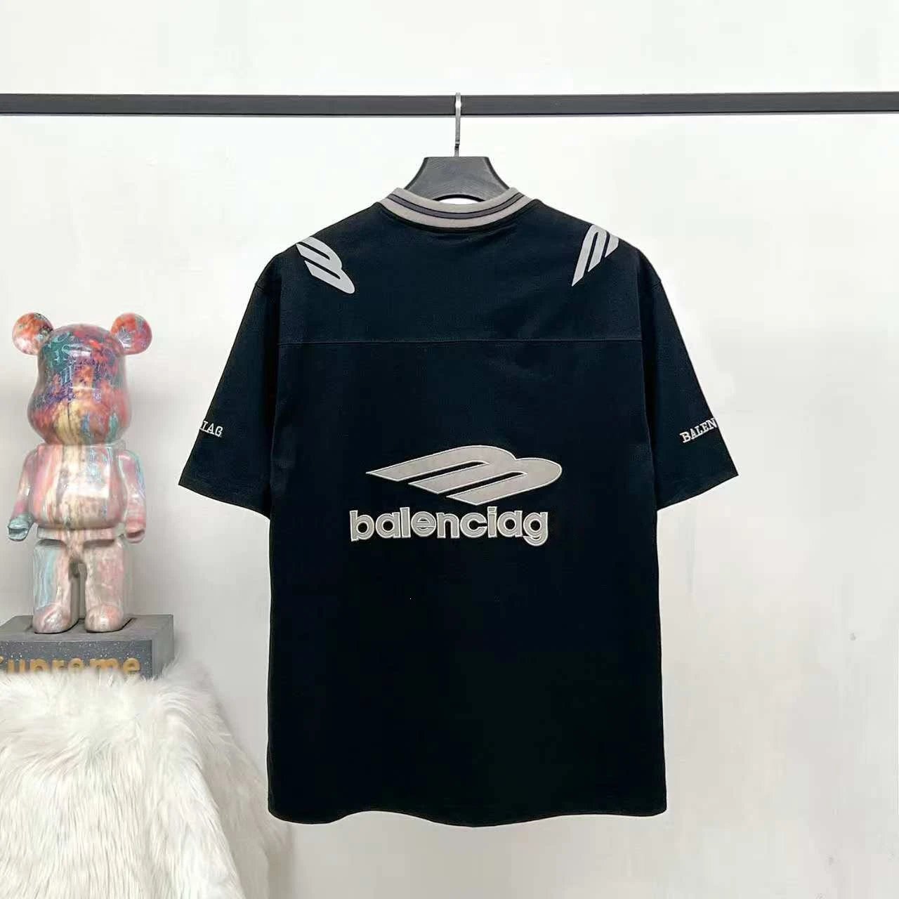 Balenciaga Logo V-Neck Jersey Navy - 6