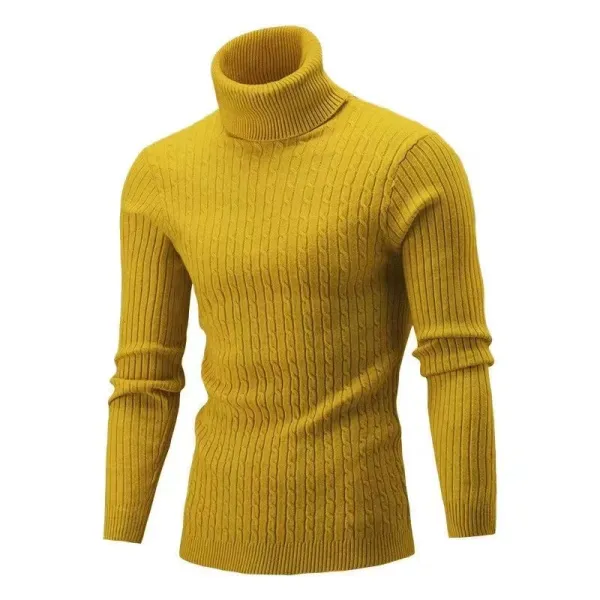 Design Cable Knit Turtleneck Sweater Blue - 14