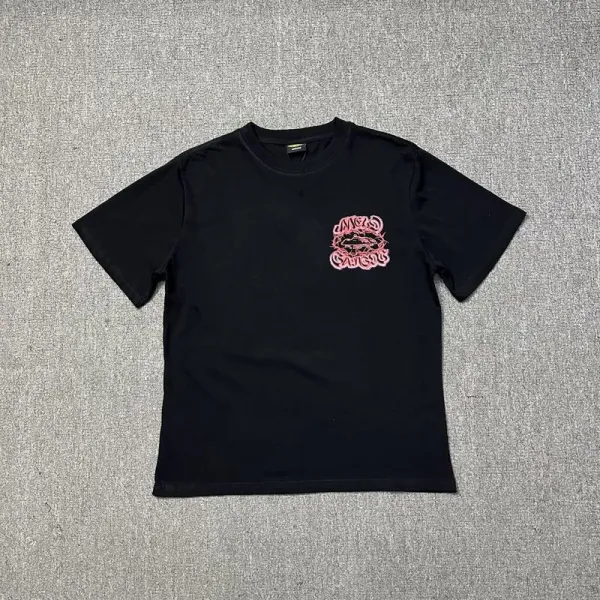 Design Graphic Print Black T-Shirt Tops.t Shirts - 1