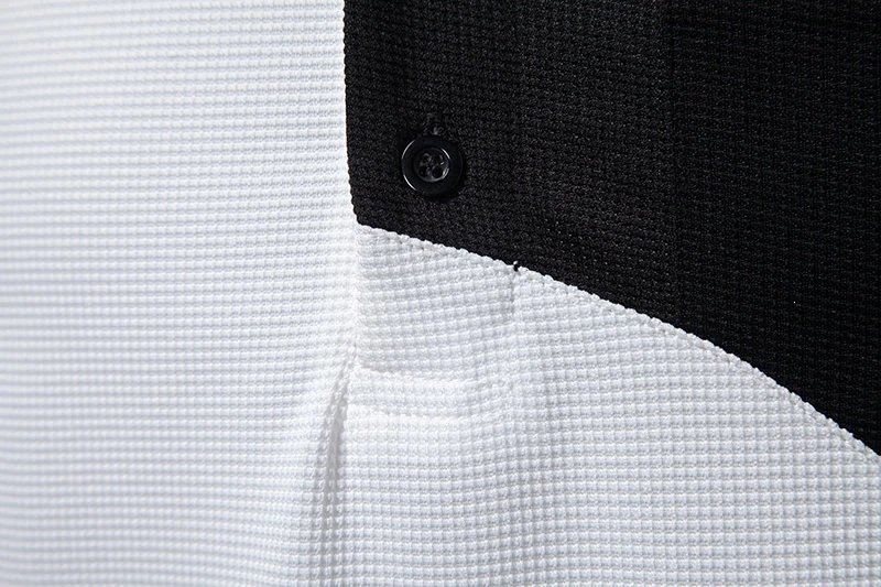 Design Color-Block Polo Shirt White Black Tops.polo - 8