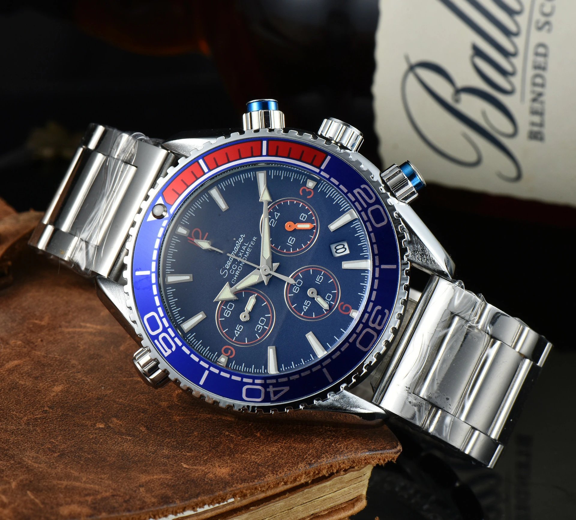Omega Seamaster Planet Ocean Chronograph Gray Dial Orange Accents Stainless Steel Watch Watches - 6