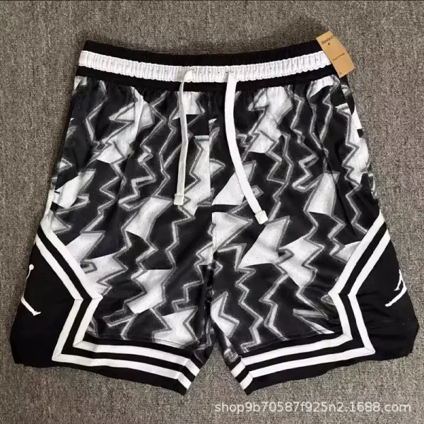 Air Jordan Zoom Shorts Black / White Geometric Print Basketball Shorts - 1