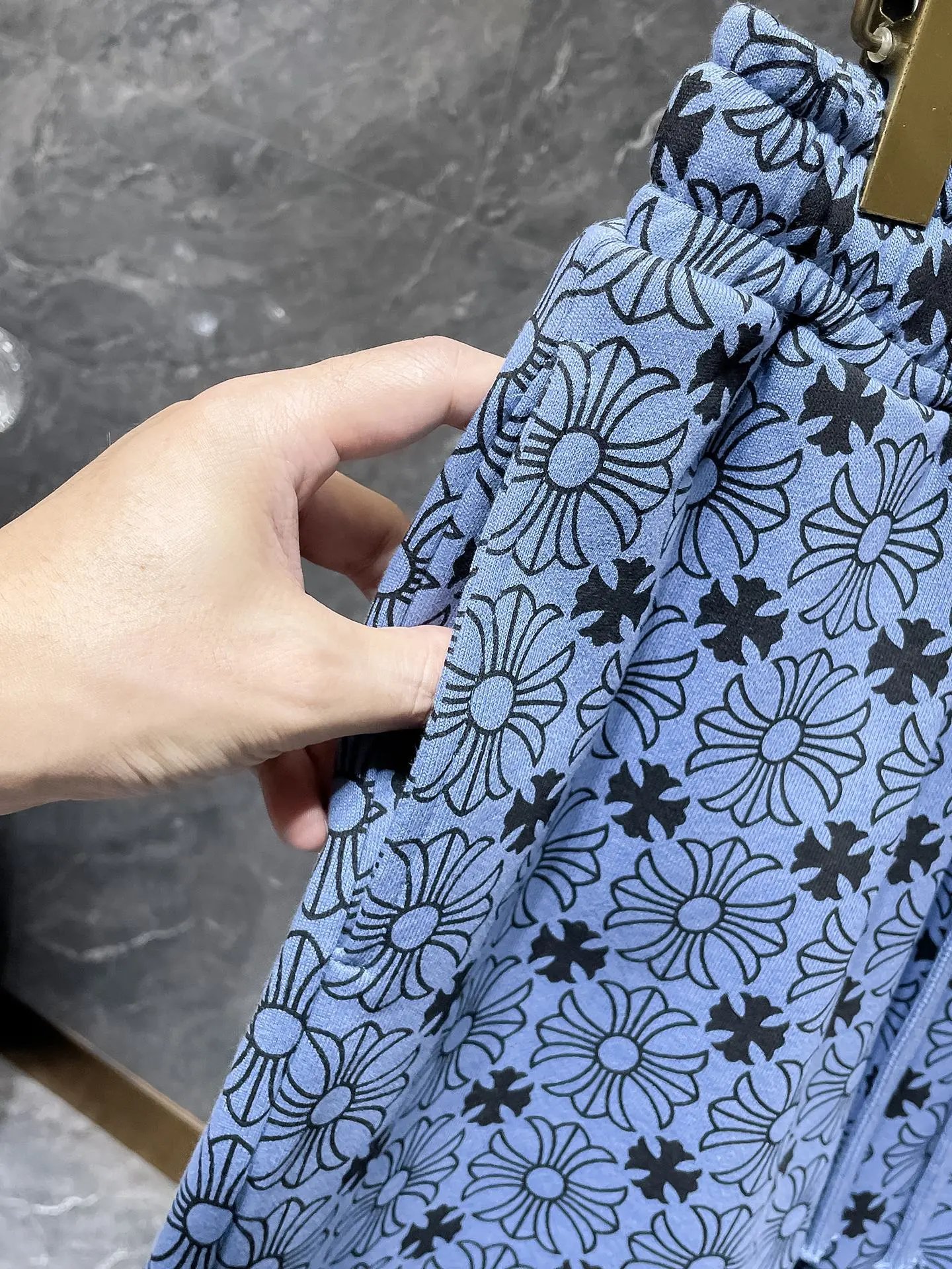 Design Floral Print Drawstring Waist Shorts Blue - 11