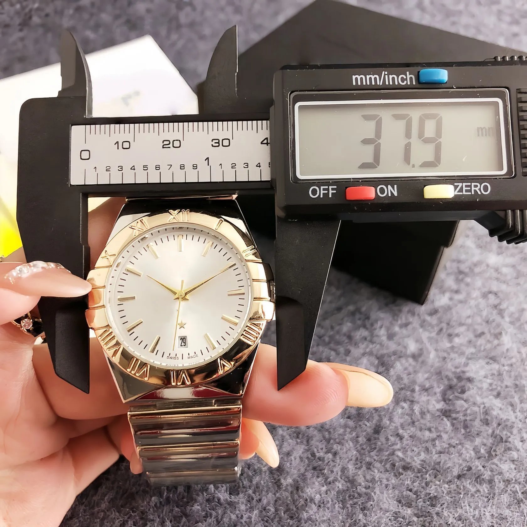 Design Gold-Tone Roman Numeral Quartz Watch Watches - 12