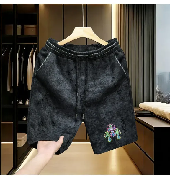 Chrome Hearts Distressed Corduroy Shorts Black - 4