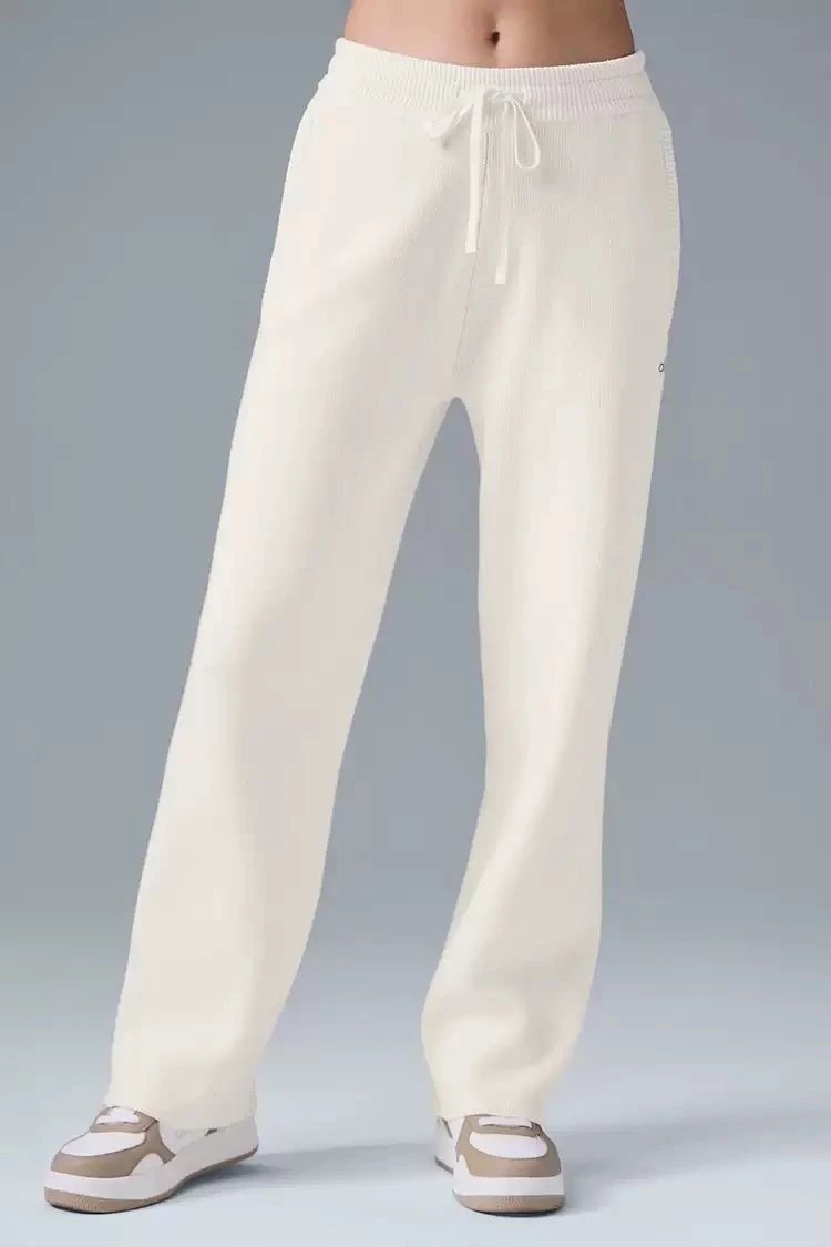 Alo Wide-Leg Knit Sweatpants Brown - 4