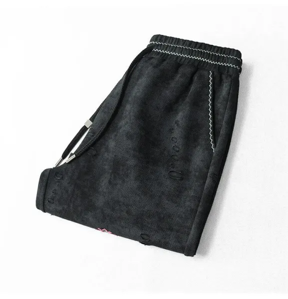 Chrome Hearts Distressed Corduroy Shorts Black - 9