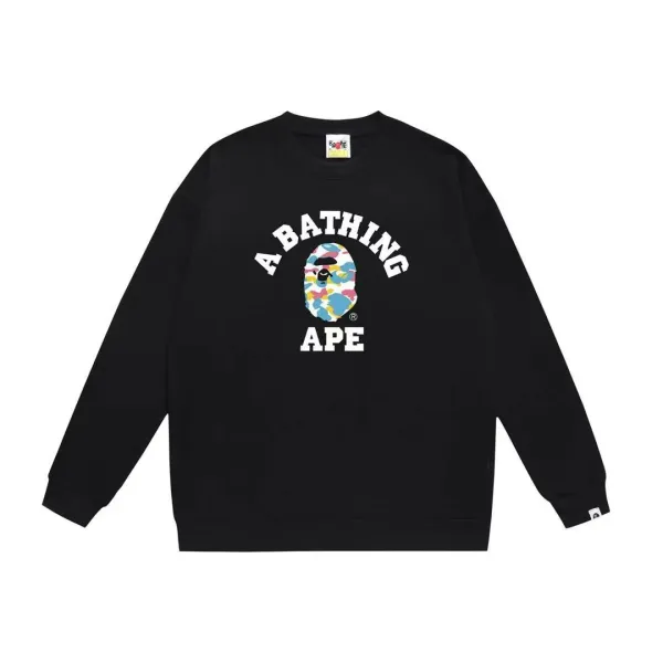 A Bathing Ape Camo Ape Head Arch Logo Black Hoodie - 1