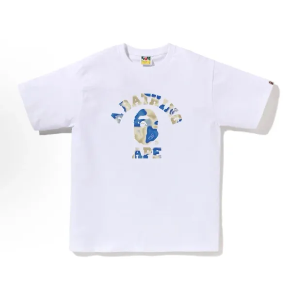 A Bathing Ape Camo Logo Graphic T-Shirt White - 1