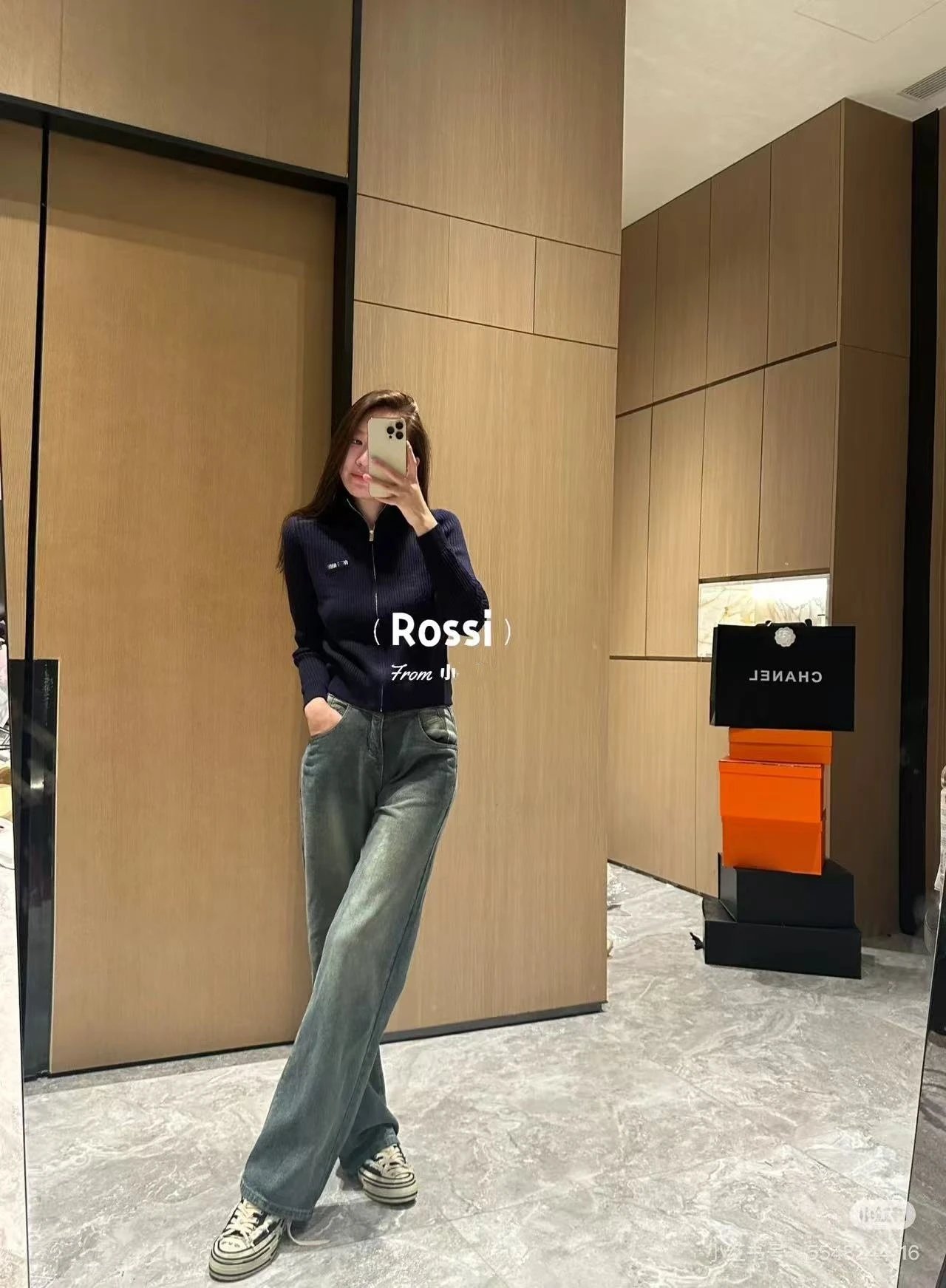 Miu Miu Ribbed Zip-Front Sweater Navy - 6