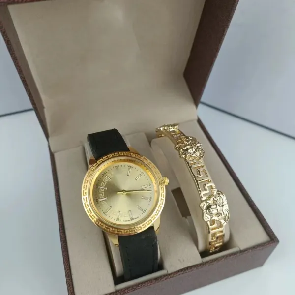 Versace Medusa Head Gold-Tone Watch and Bracelet Set Black Watches - 3
